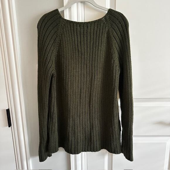 KF / KAUFMANFRANCO Olive Green Ribbed Cable Knit Wool Blend Sweater Med. - Picture 8 of 10